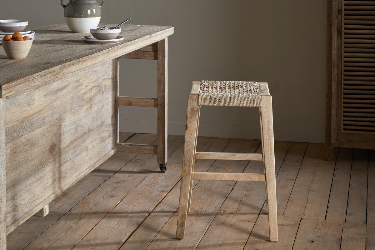 Aamani Mango Wood & Cord Counter Stool - Natural - Image 4