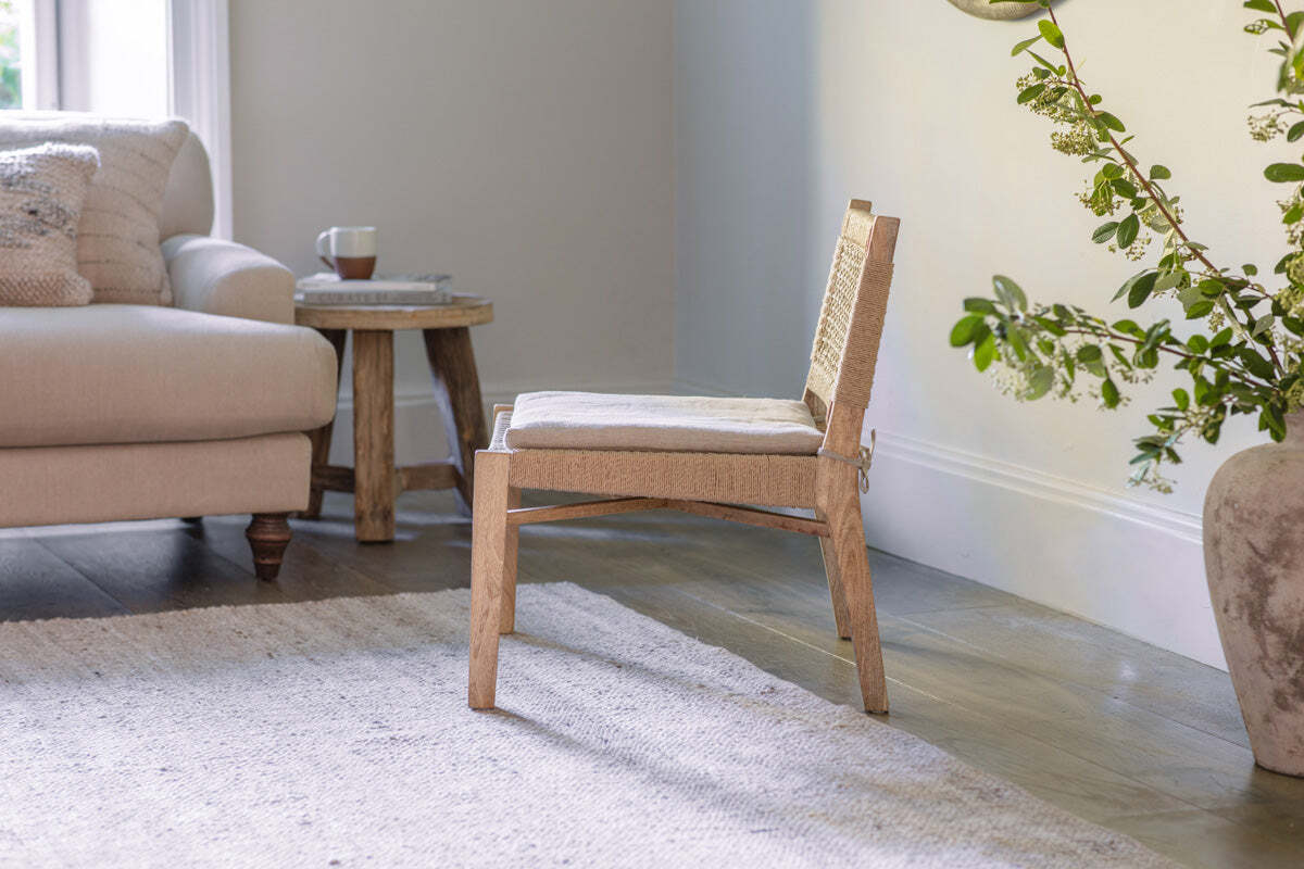 Aamani Mango Wood & Cord Occasional Chair - Natural - Image 3