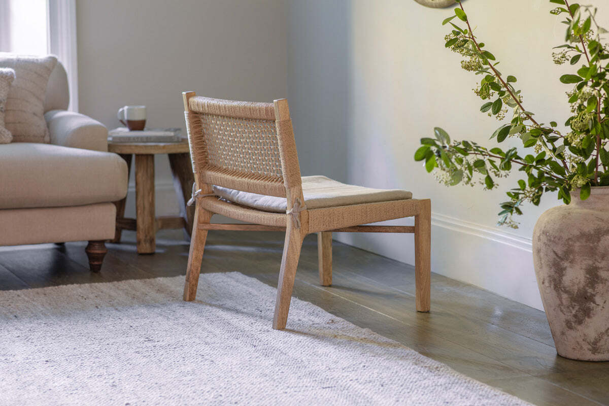 Aamani Mango Wood & Cord Occasional Chair - Natural - Image 4