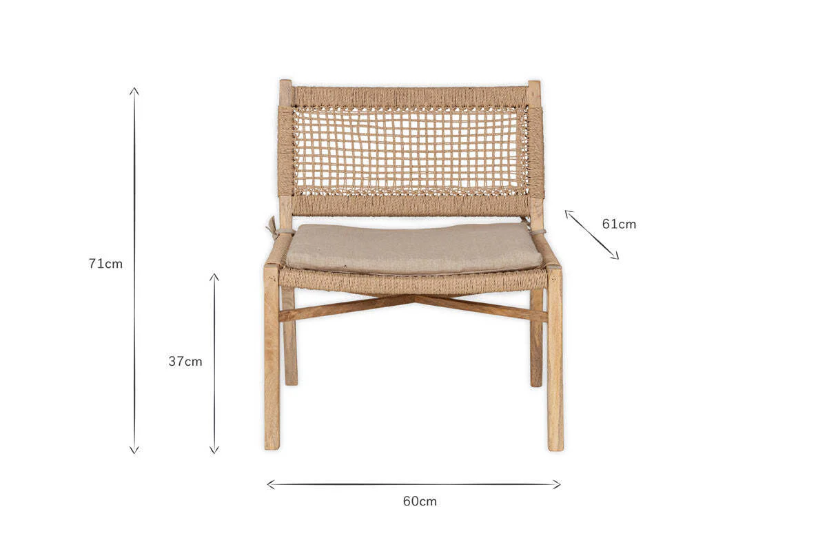 Aamani Mango Wood & Cord Occasional Chair - Natural - Image 7