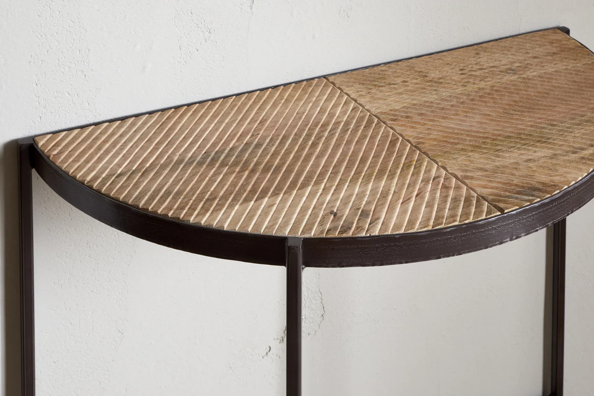 Aasha Mango Wood Half Moon Console Table - Natural - Image 4