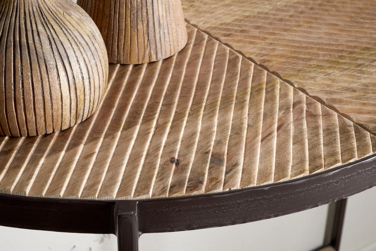 Aasha Mango Wood Half Moon Console Table - Natural - Image 7