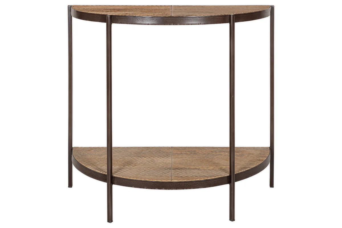 Aasha Mango Wood Half Moon Console Table - Natural - Image 9