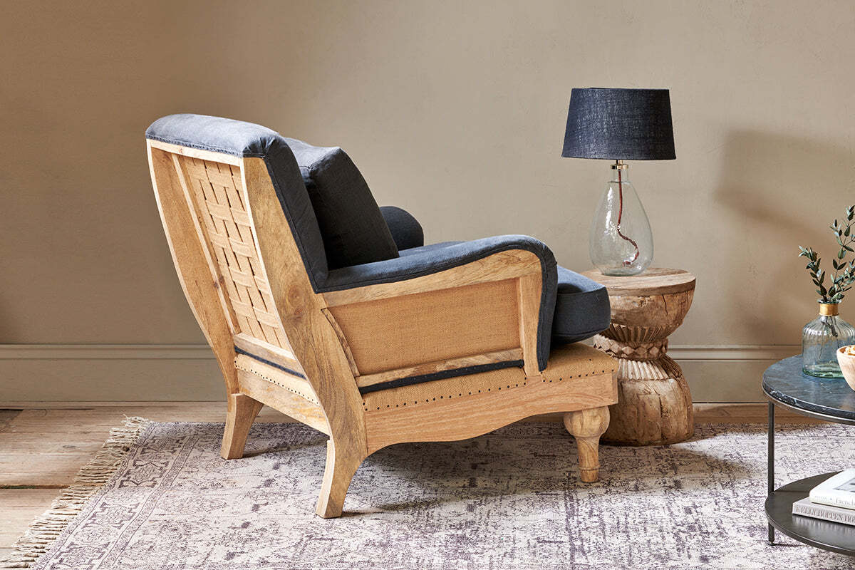 Abe Deconstructed Linen Armchair - Charcoal - Image 7