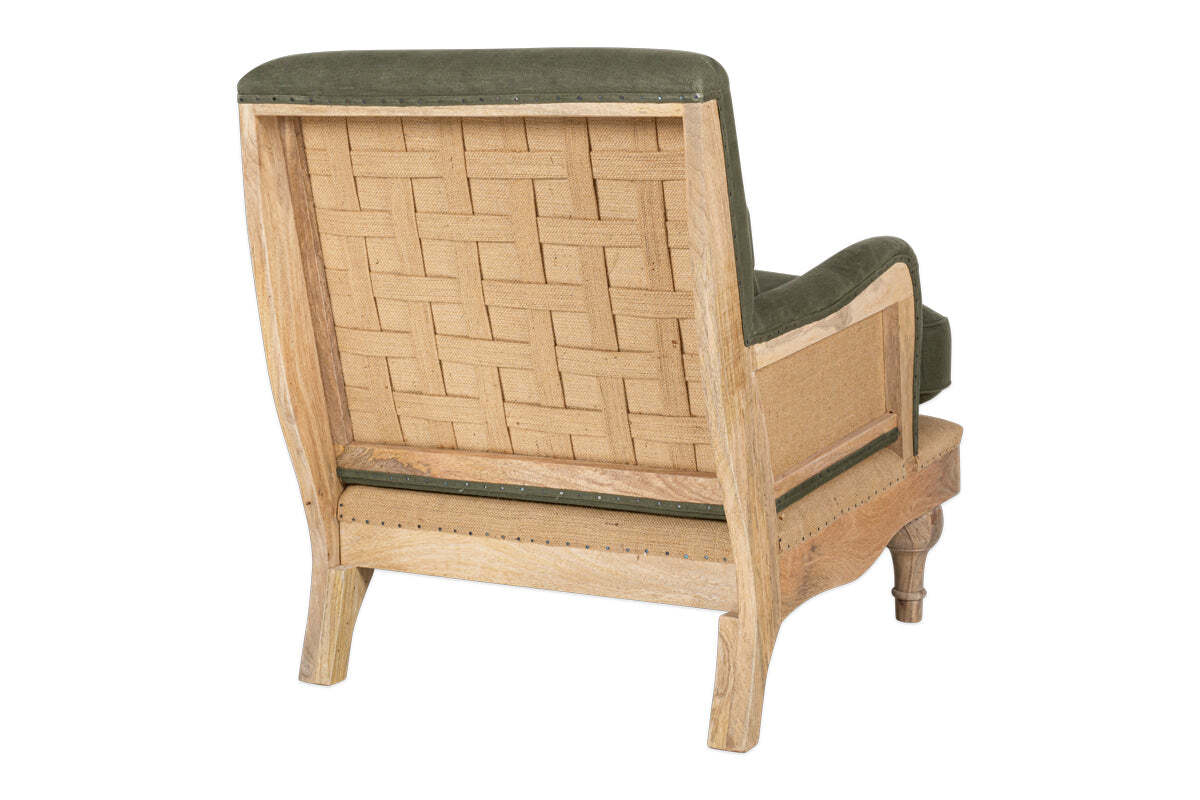 Abe Deconstructed Linen Armchair - Olive - Image 11