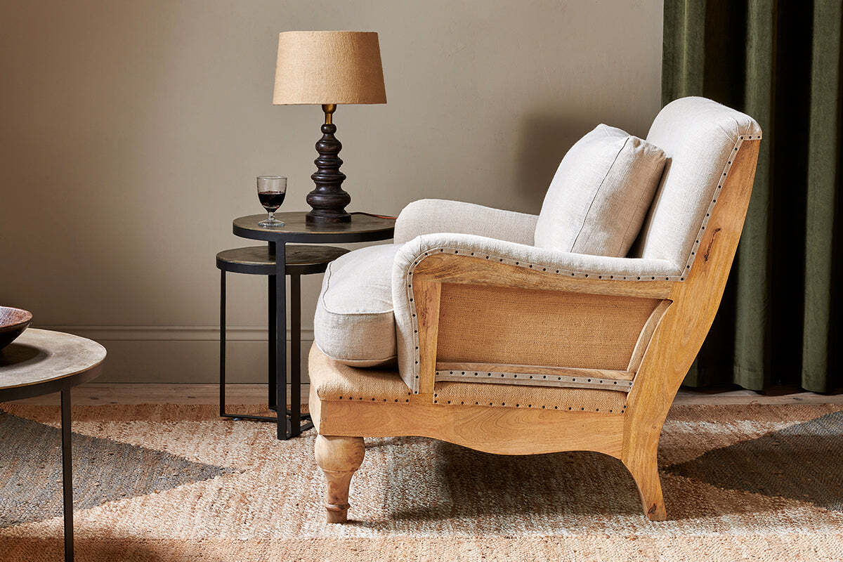Abe Deconstructed Linen Armchair - Stone - Image 4