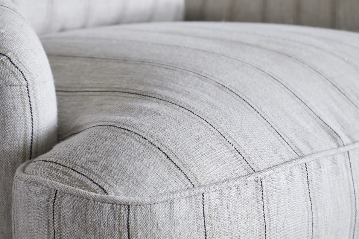 Abe Deconstructed Linen Armchair - Stripe - Natural - Image 8