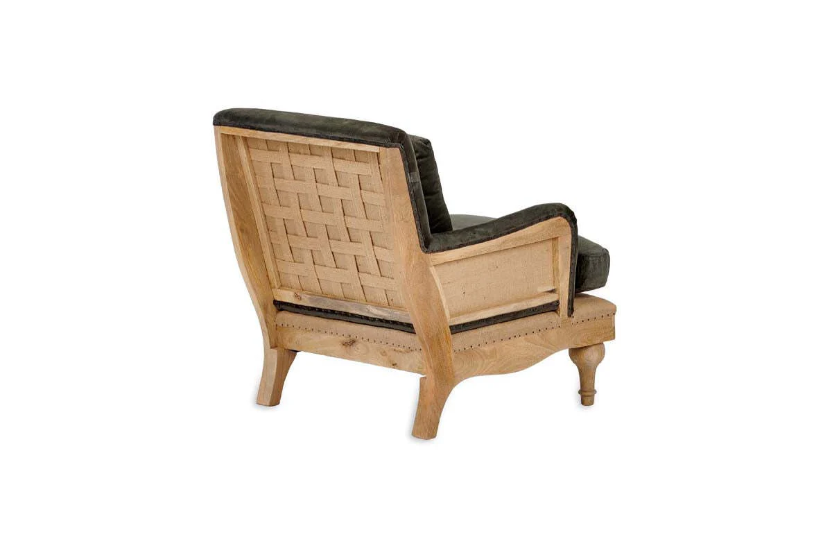 Abe Deconstructed Velvet Armchair - Moss - Image 10