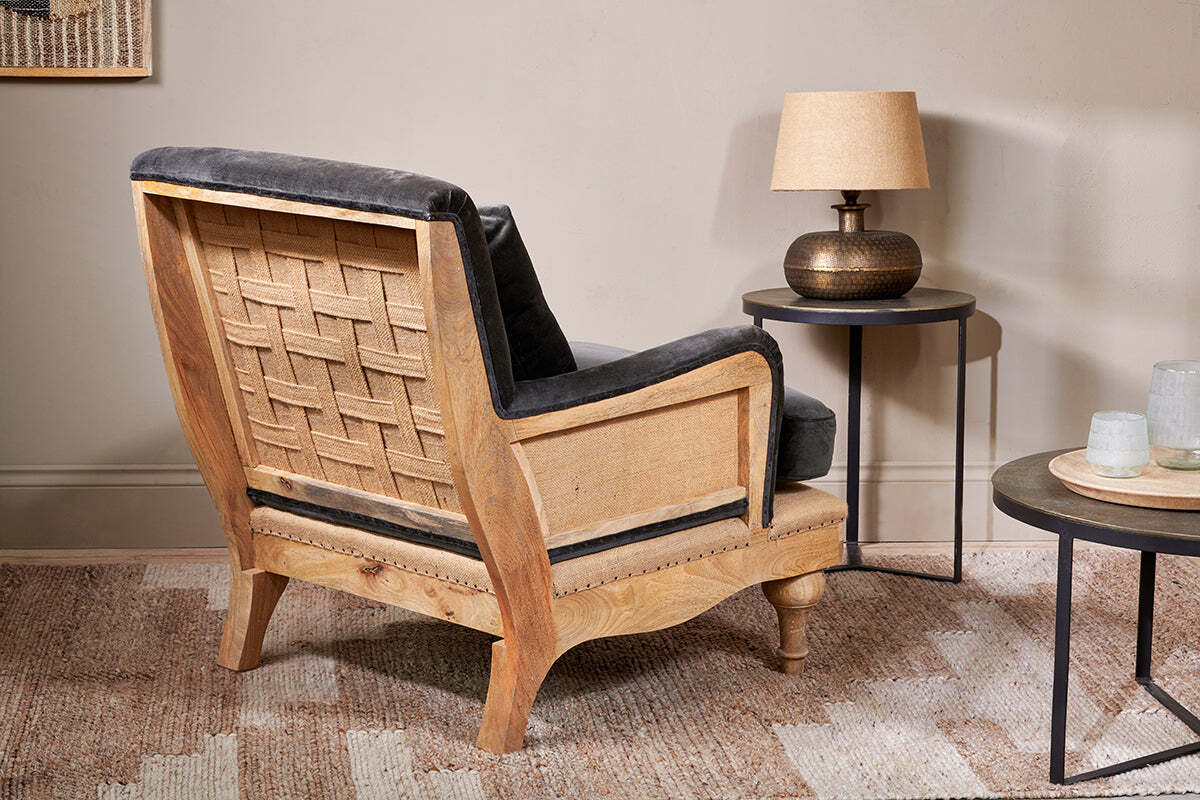 Abe Deconstructed Velvet Armchair - Moss - Image 6