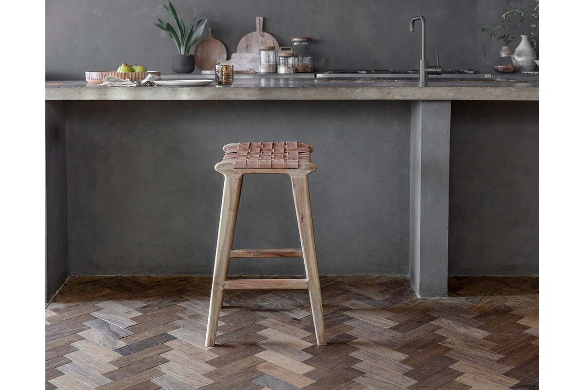 Adembi Woven Leather Counter Stool - Image 3