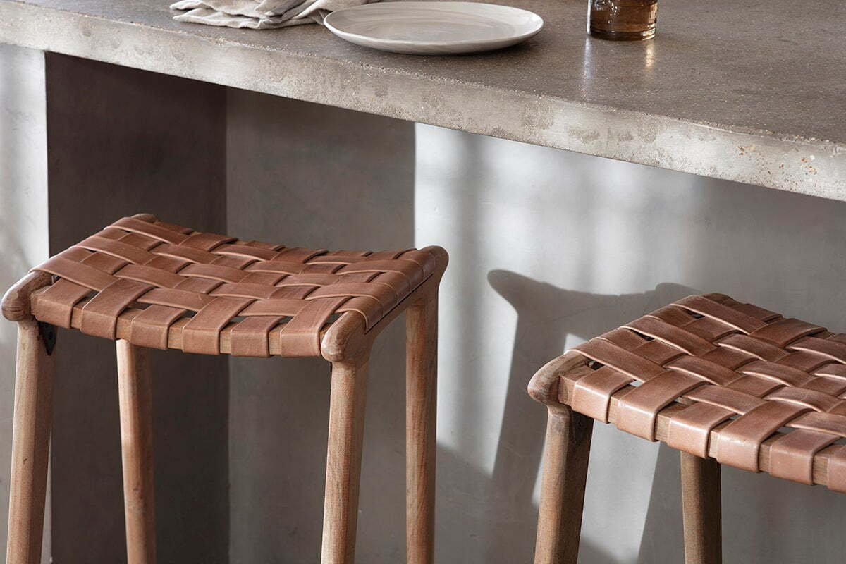 Adembi Woven Leather Counter Stool - Image 4