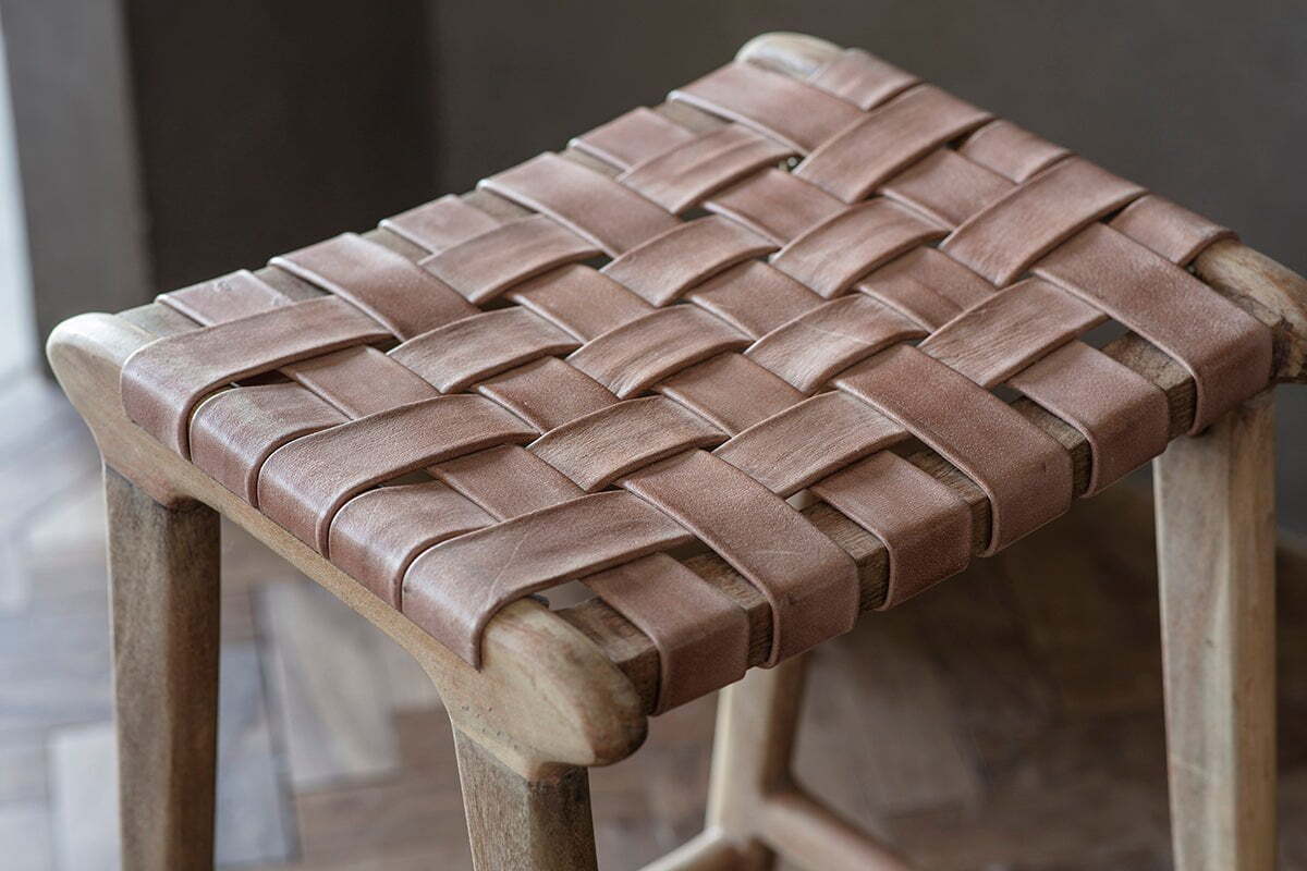 Adembi Woven Leather Counter Stool - Image 6