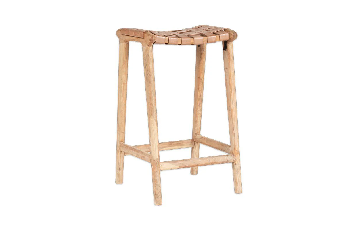 Adembi Woven Leather Counter Stool - Image 8