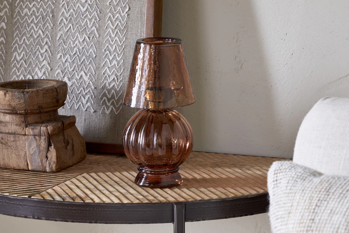 Adesola Glass Tealight Holder Lamp - Amber - Image 3