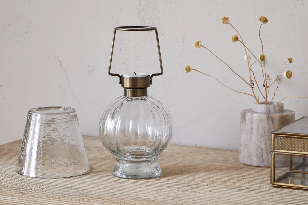 Adesola Glass Tealight Holder Lamp - Clear - Image 3
