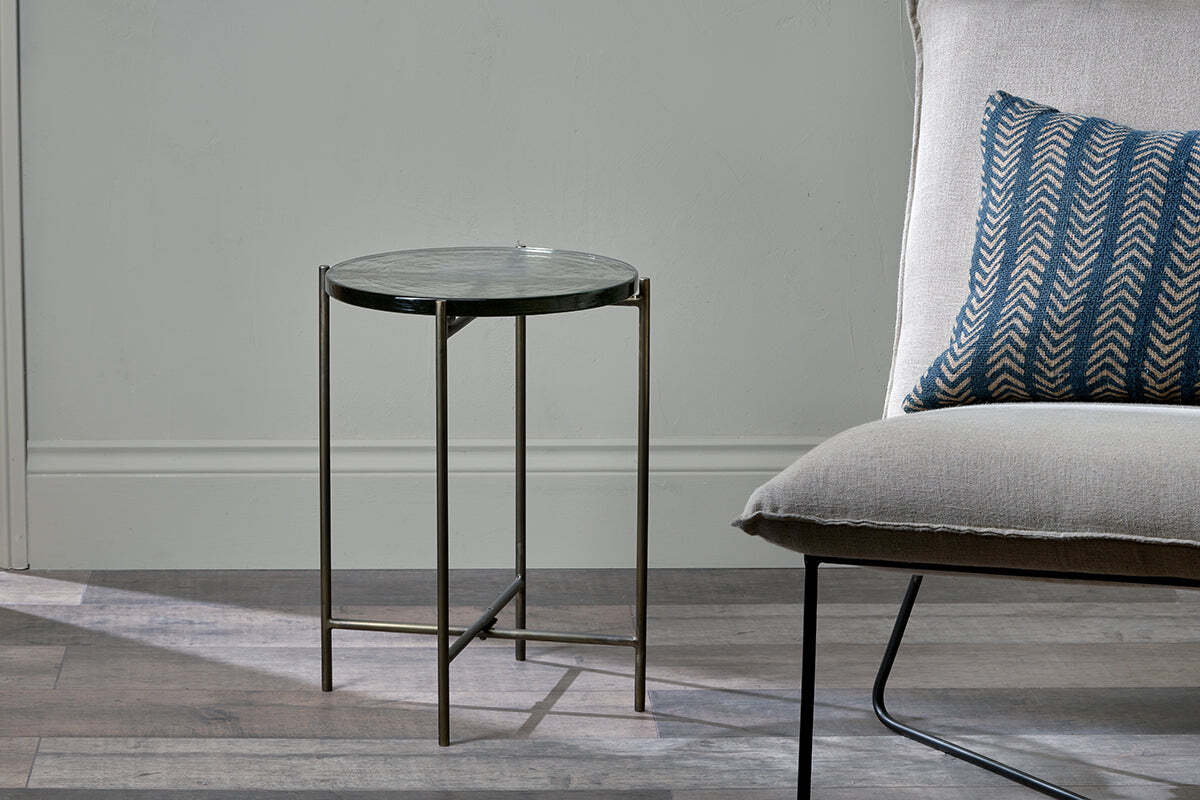 Aluva Glass Side Table - Clear & Antique Brass - Image 2