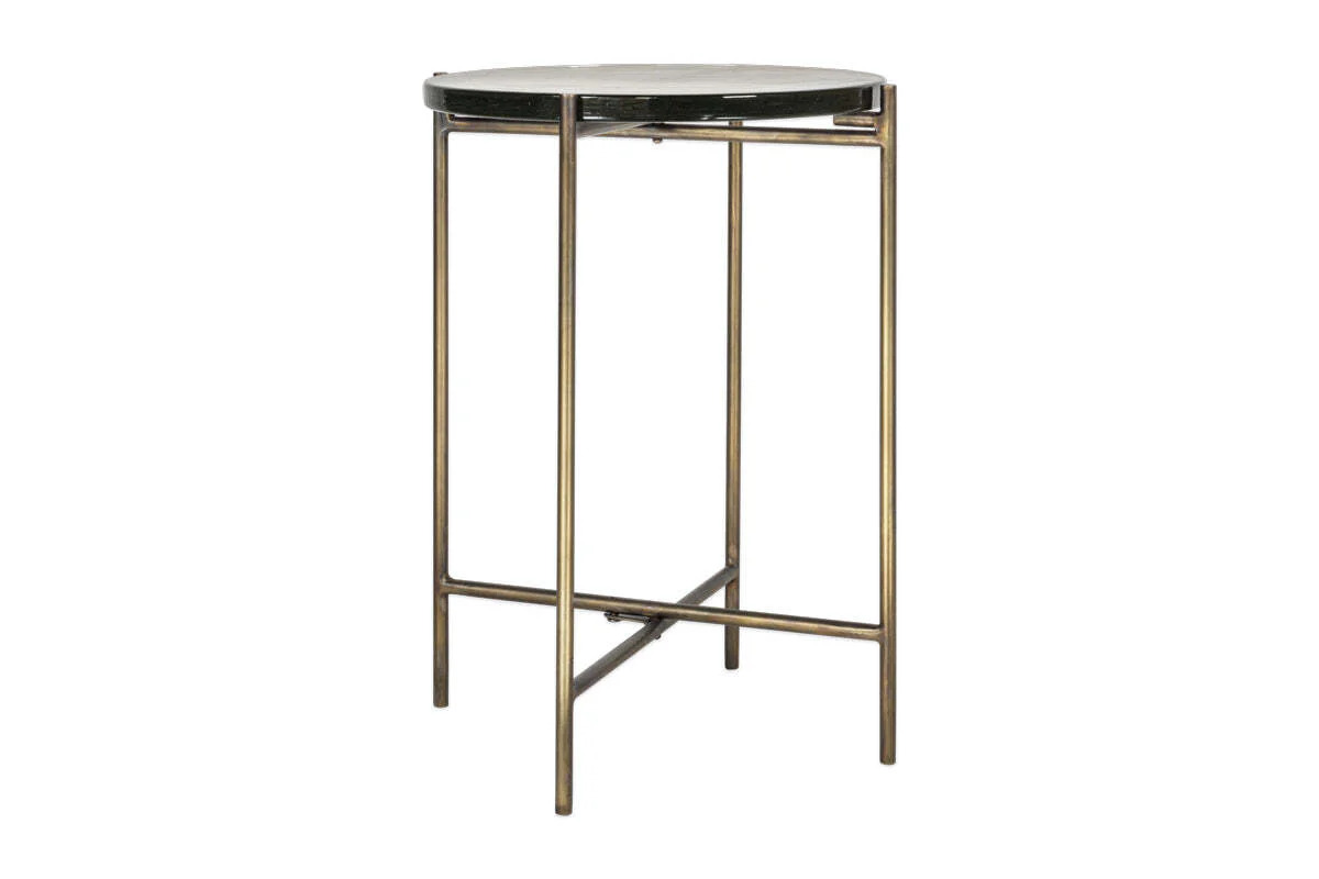 Aluva Glass Side Table - Clear & Antique Brass - Image 6