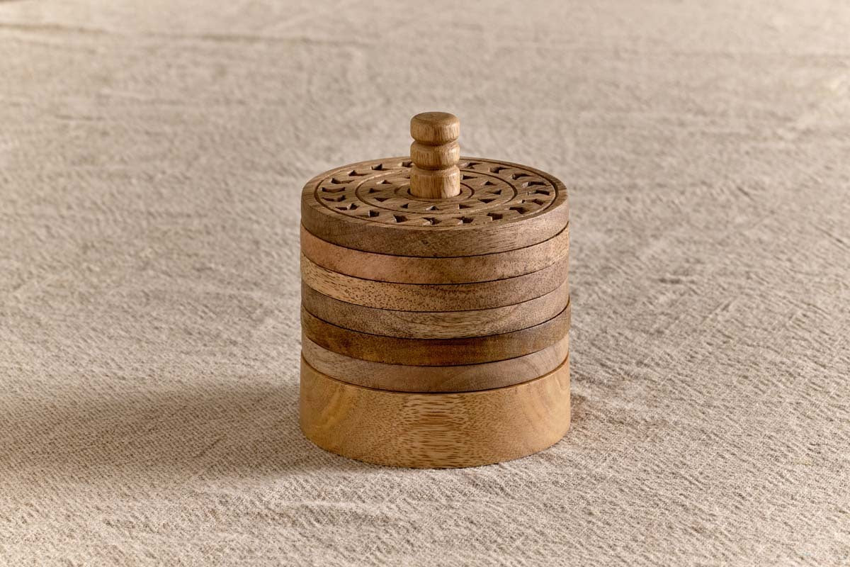 Anali Mango Wood Coasters - Natural - Image 3