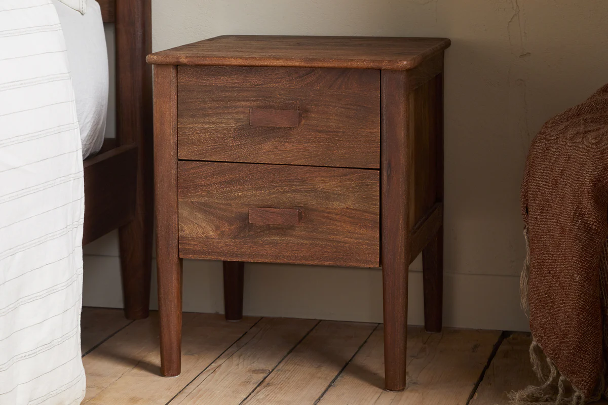 Anbu Acacia Bedside Table - Washed Walnut - Image 3