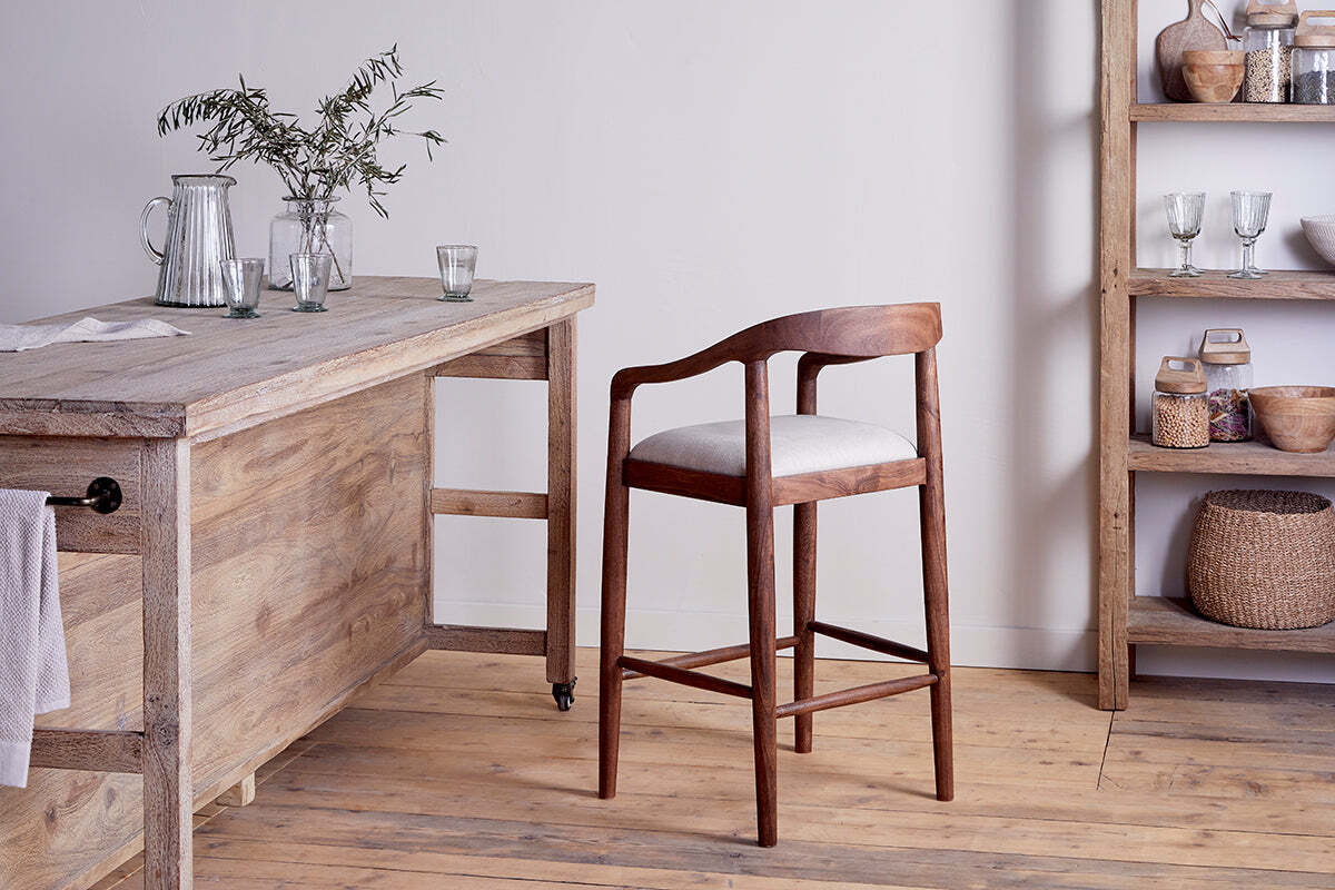 Anbu Acacia Upholstered Counter Chair - Washed Walnut - Image 3