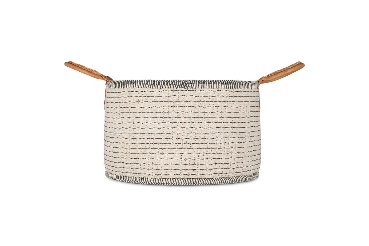 Anjuli Jute & Cotton Basket - Off White & Black - Image 5