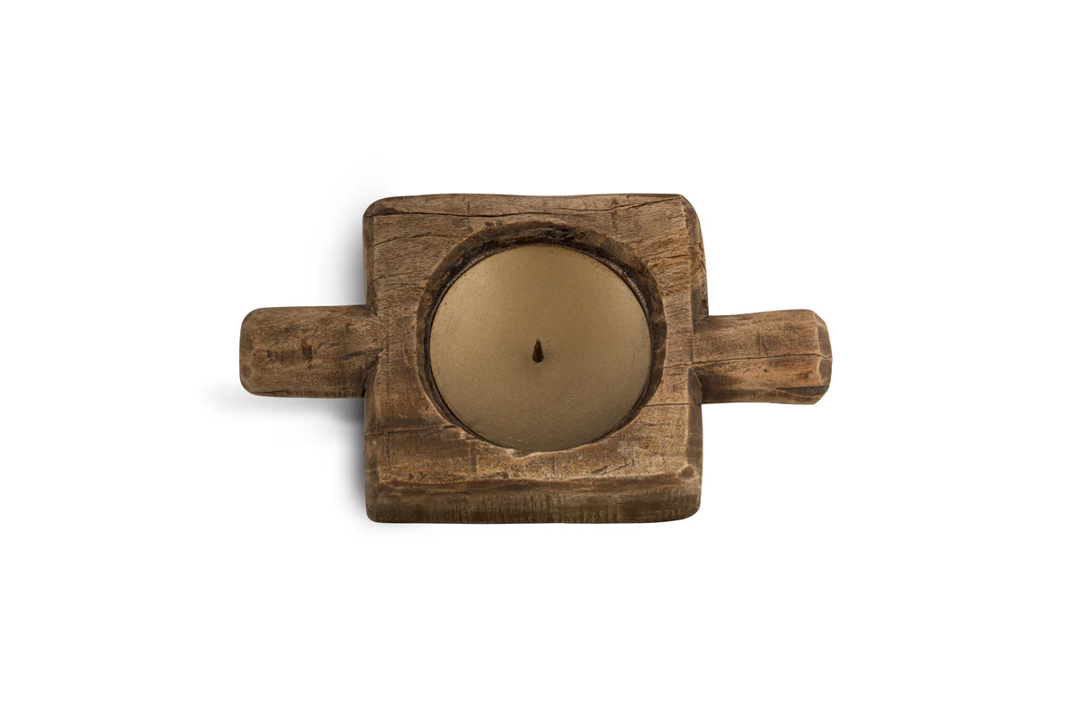 Apu Reclaimed Wood Traditional Candle Holder - Natural - Image 6