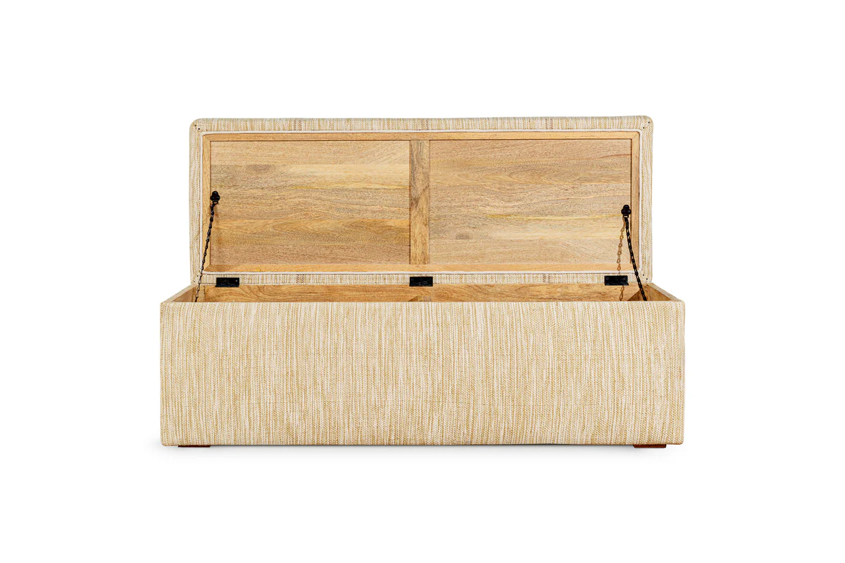 Aranya Cotton & Jute Upholstered Storage Bench - Natural - Image 13