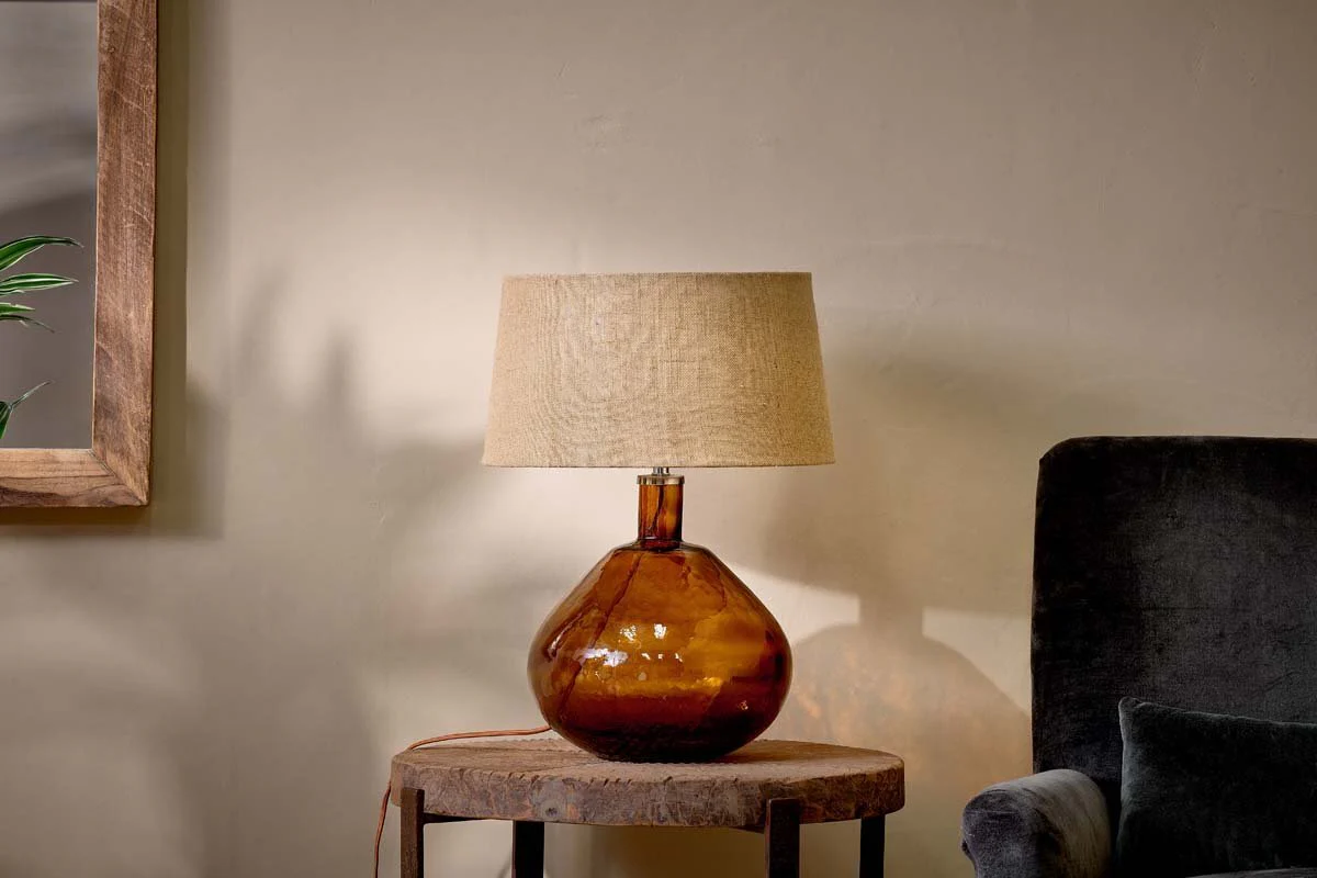 Baba Recycled Glass Lamp - Burnt Amber - Large Wide - Image 2