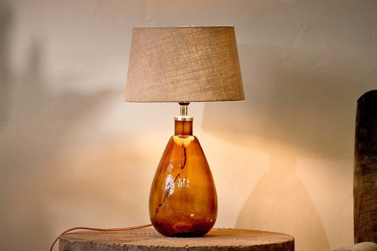 Baba Recycled Glass Lamp - Burnt Amber - Small Tall - Image 3