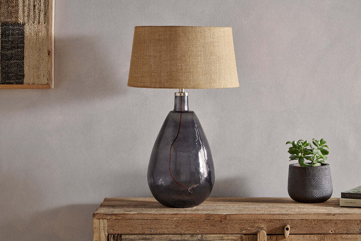 Baba Recycled Glass Table Lamp - Smoke - Large Tall - Image 2