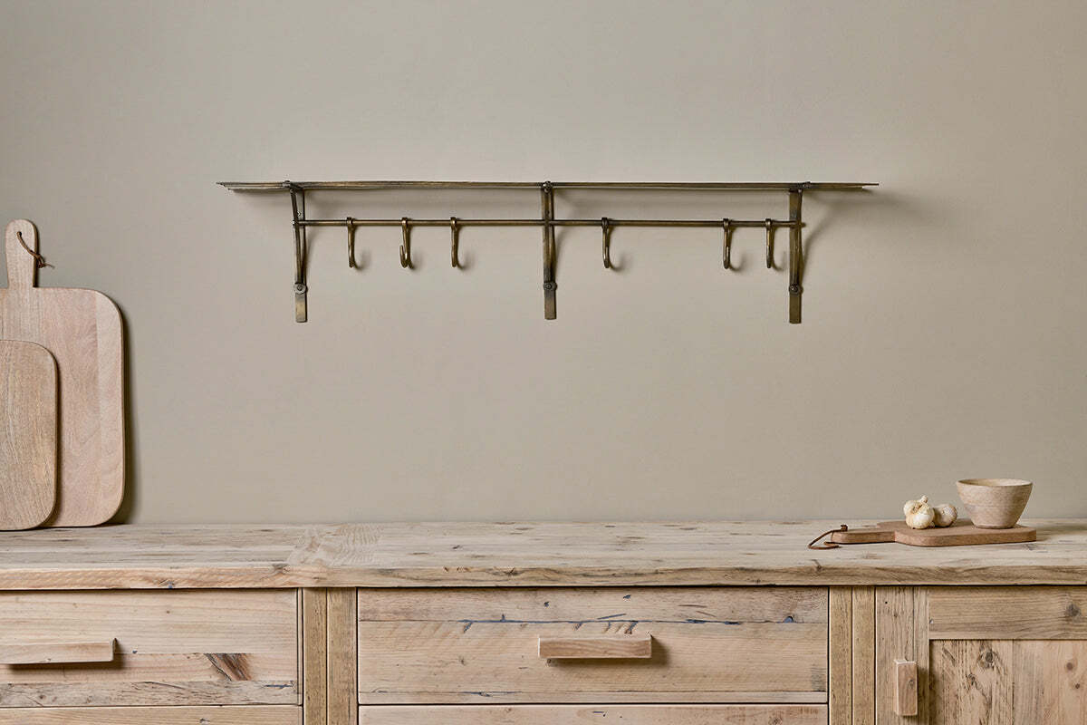 Basti Iron Storage Shelf - Antique Brass - Image 2