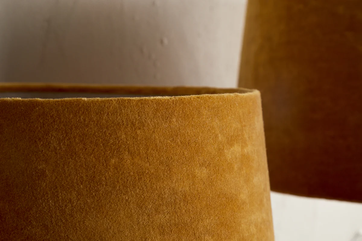 Batakha Velvet & Linen Lampshade - Dark Ochre - Image 5