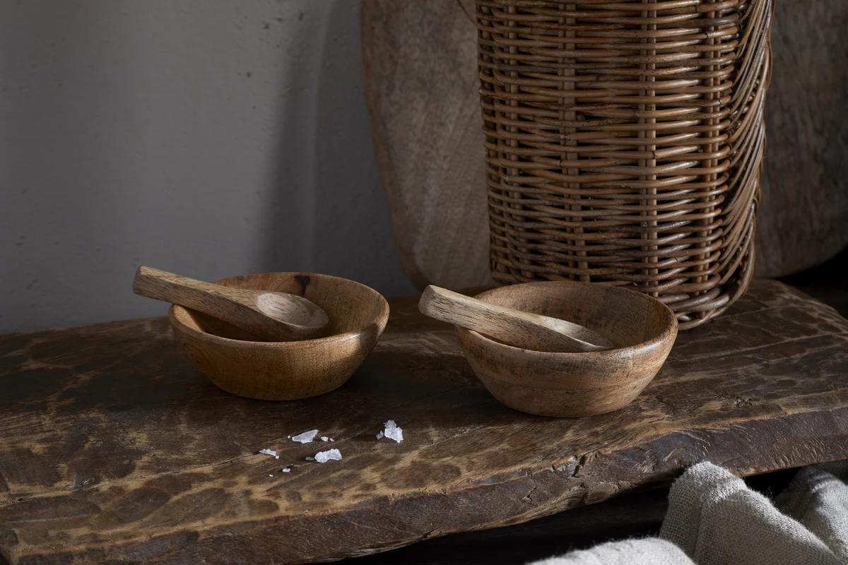 Daruka Salt & Pepper Dipping Bowls with Spoons - Natural - Image 4