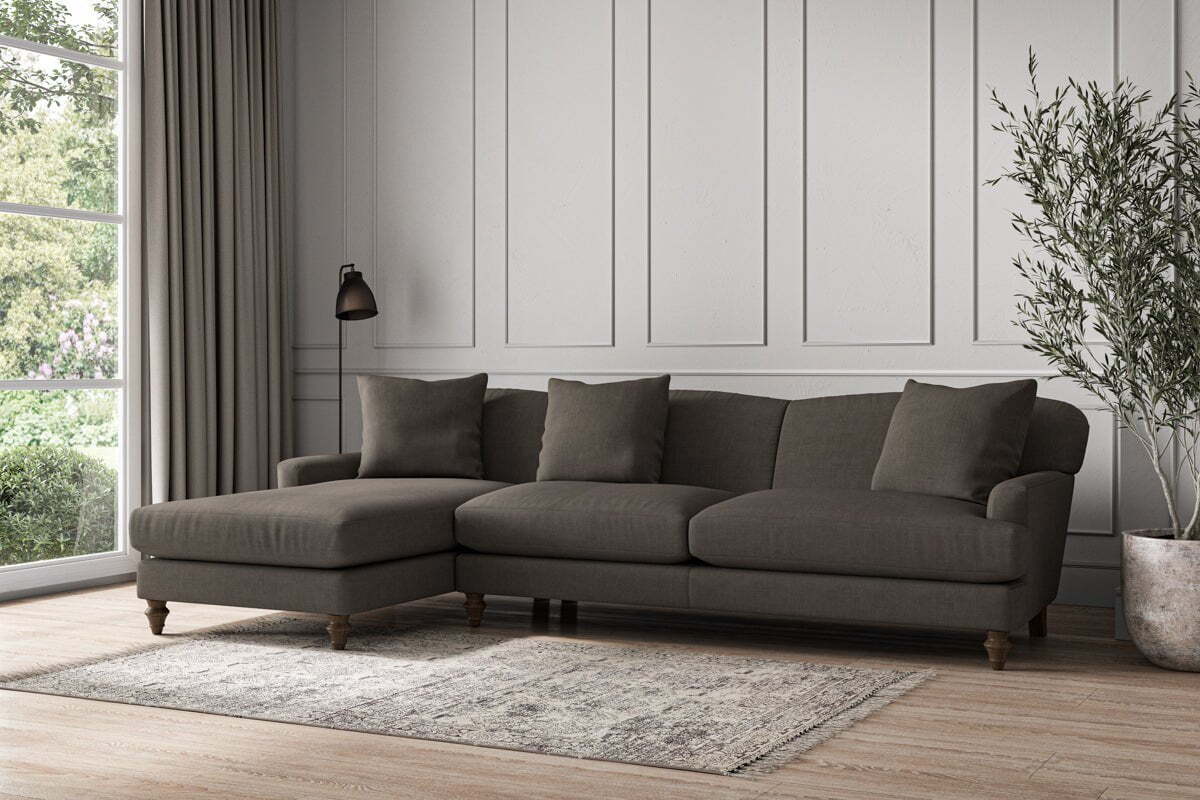 Deni Grand Left Hand Chaise Sofa - Brera Linen Granite - Image 2