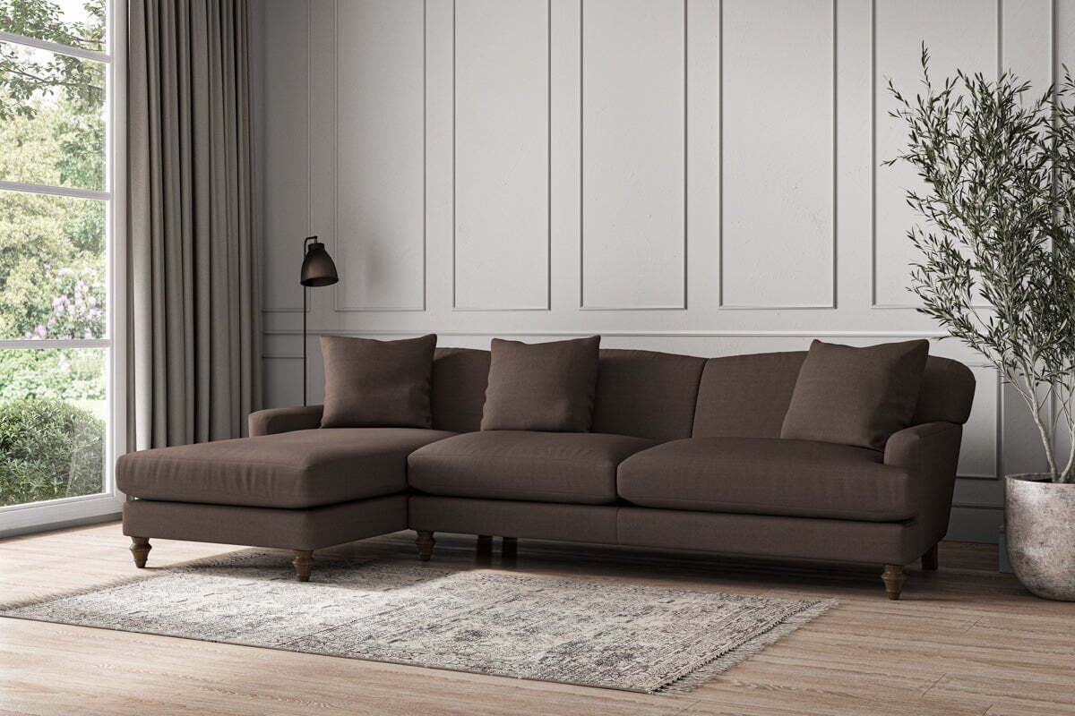 Deni Grand Left Hand Chaise Sofa - Recycled Cotton Mocha - Image 2