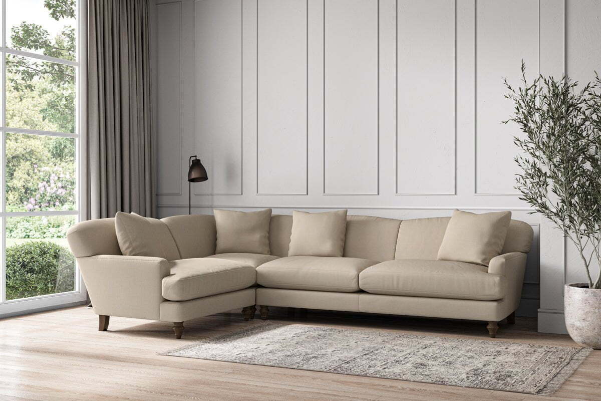 Deni Grand Left Hand Corner Sofa - Recycled Cotton Stone - Image 2