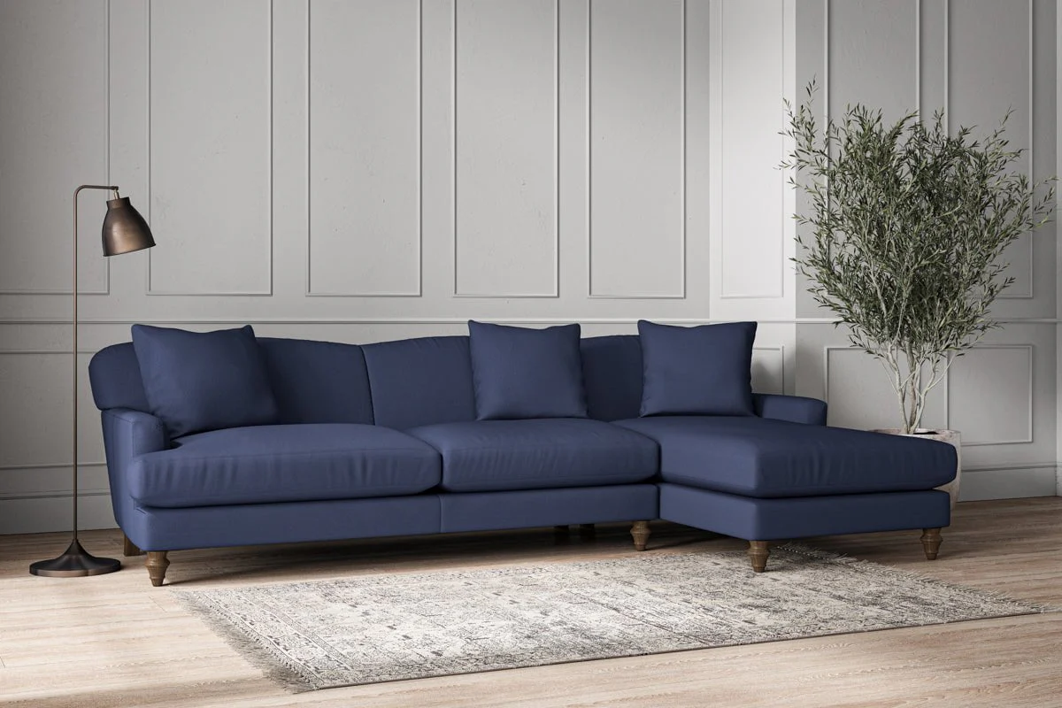 Deni Grand Right Hand Chaise Sofa - Recycled Cotton Navy - Image 2