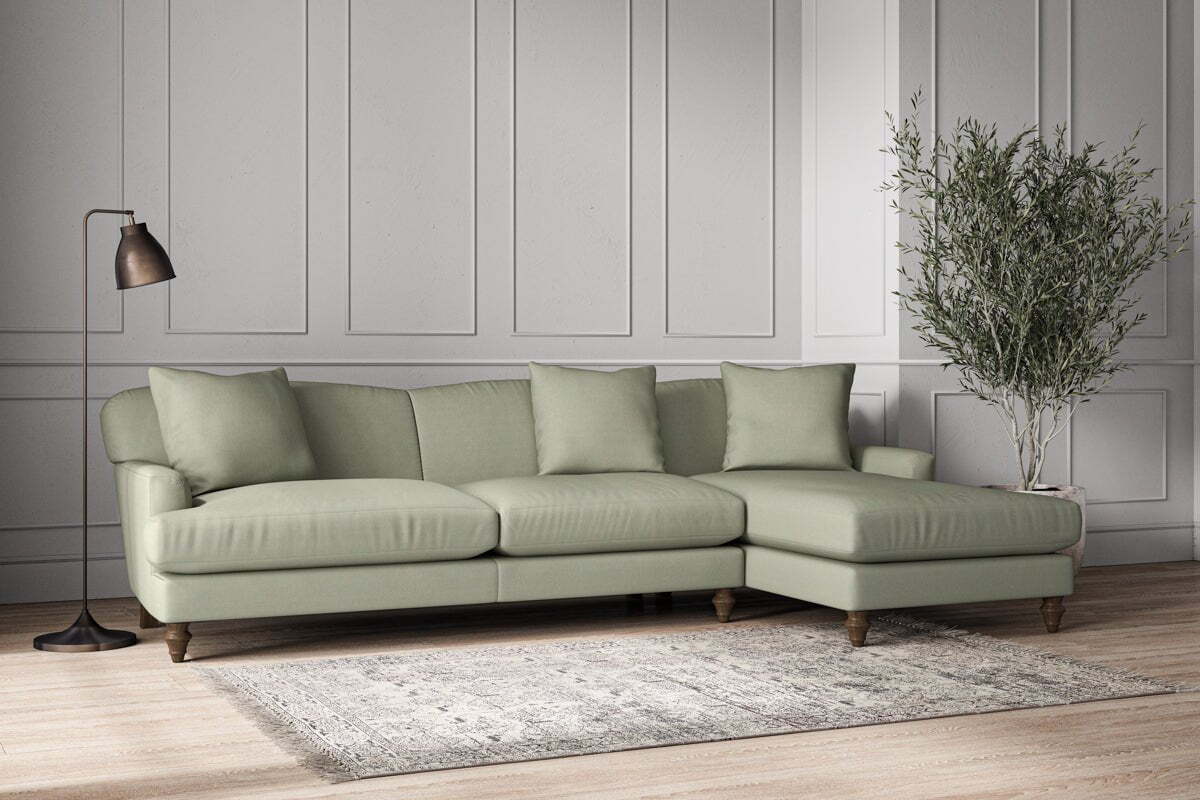 Deni Grand Right Hand Chaise Sofa - Recycled Cotton Seaspray - Image 2