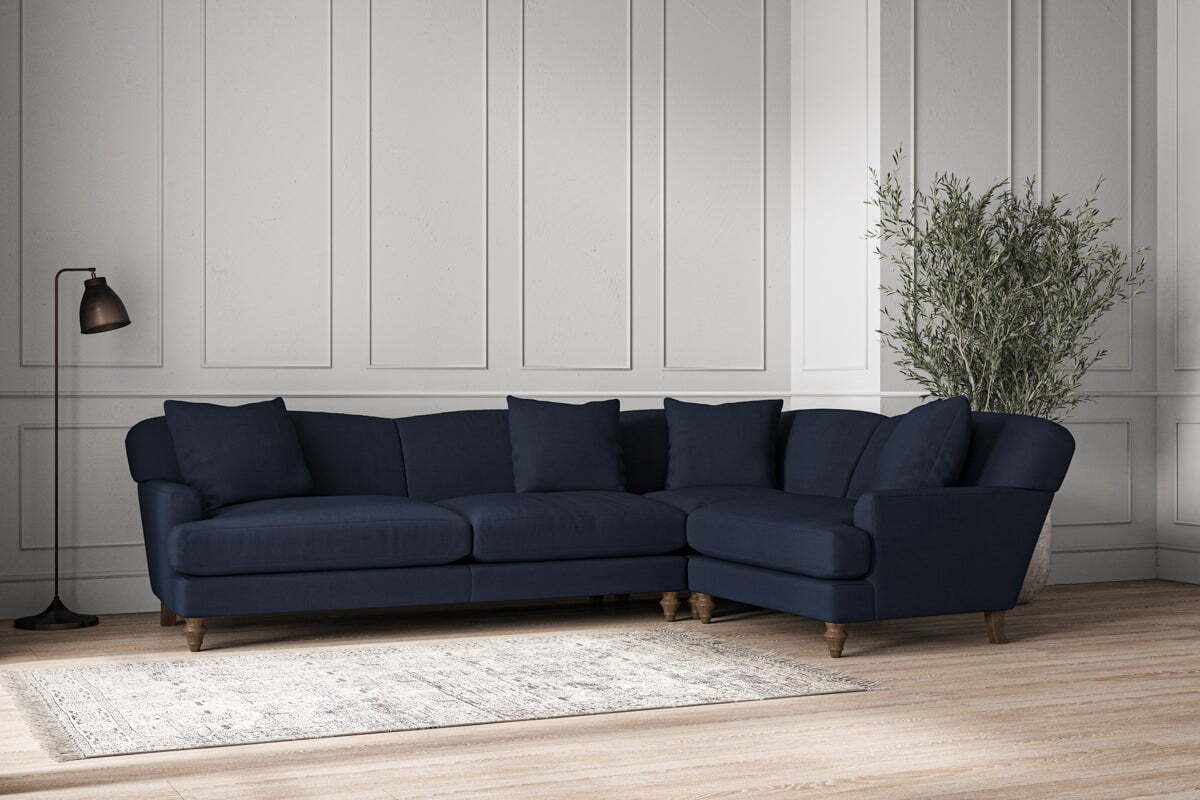 Deni Grand Right Hand Corner Sofa - Brera Linen Indigo - Image 2