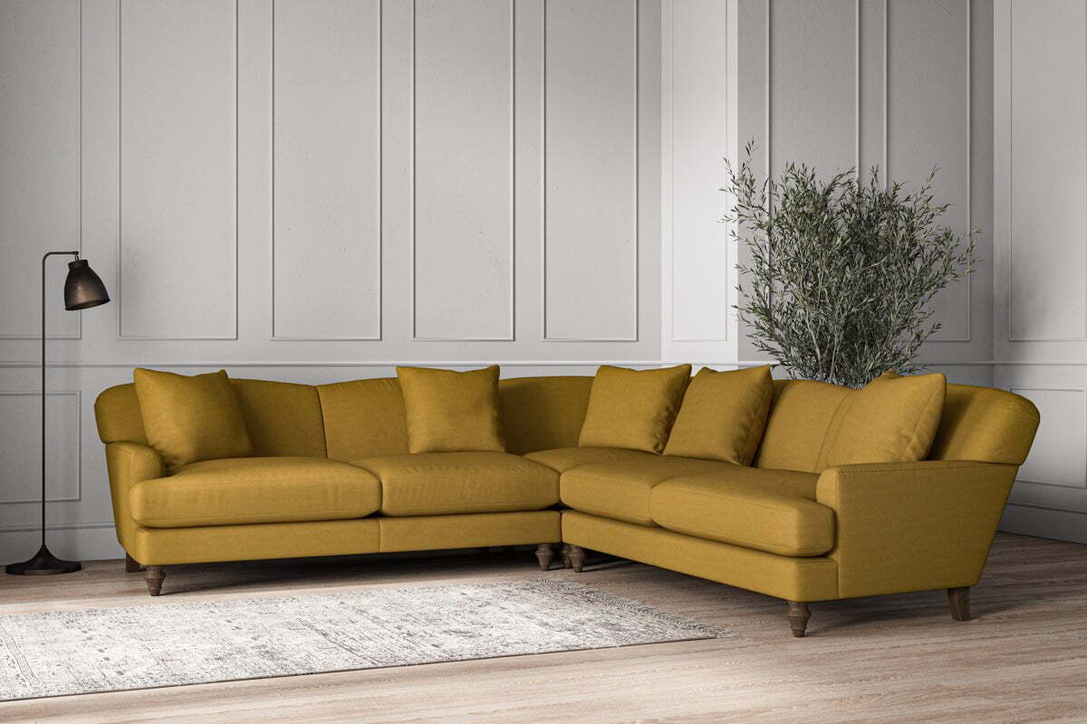 Deni Large Corner Sofa - Recycled Cotton Ochre - Image 2