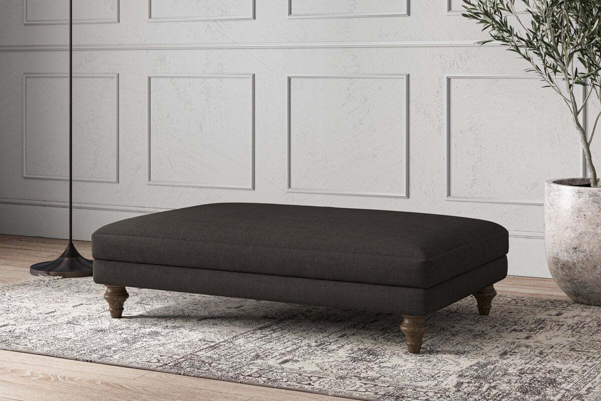 Deni Large Footstool - Brera Linen Espresso - Image 2