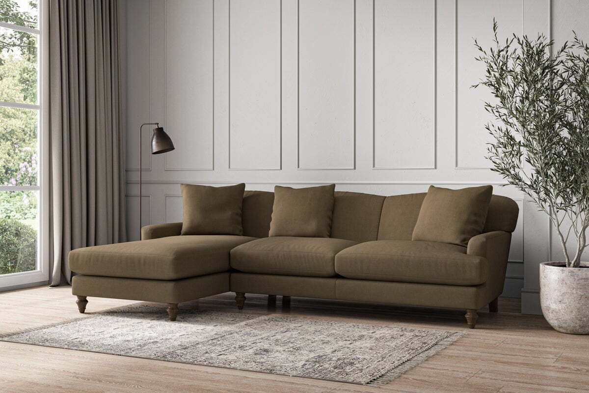Deni Large Left Hand Chaise Sofa - Brera Linen Chestnut - Image 2