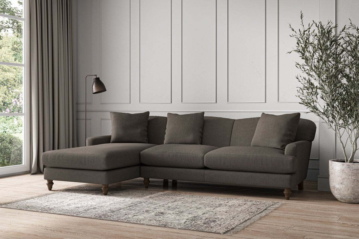 Deni Large Left Hand Chaise Sofa - Brera Linen Granite - Image 2