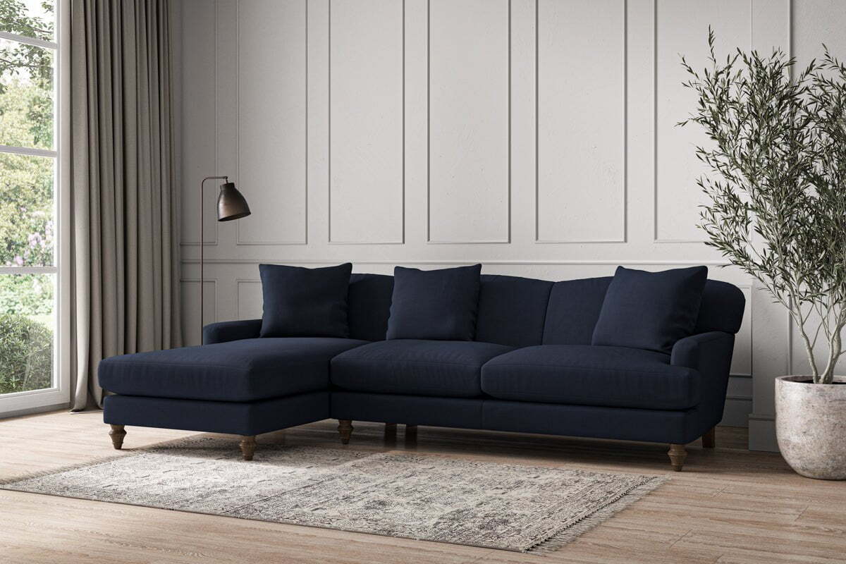 Deni Large Left Hand Chaise Sofa - Brera Linen Indigo - Image 2