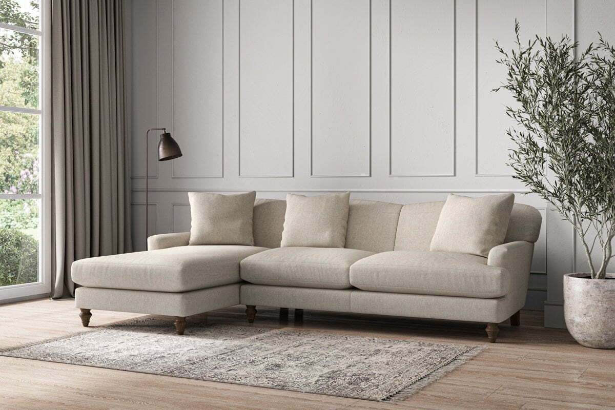 Deni Large Left Hand Chaise Sofa - Brera Linen Natural - Image 3