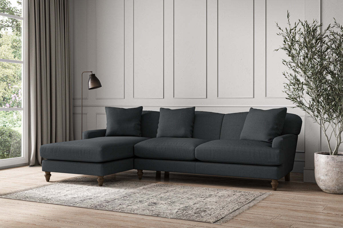Deni Large Left Hand Chaise Sofa - Recycled Cotton Thunder - Image 2