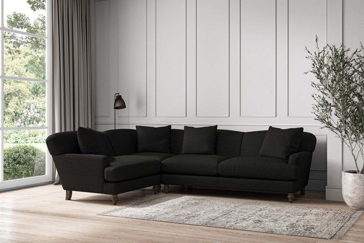 Deni Large Left Hand Corner Sofa - Brera Linen Charcoal - Image 2