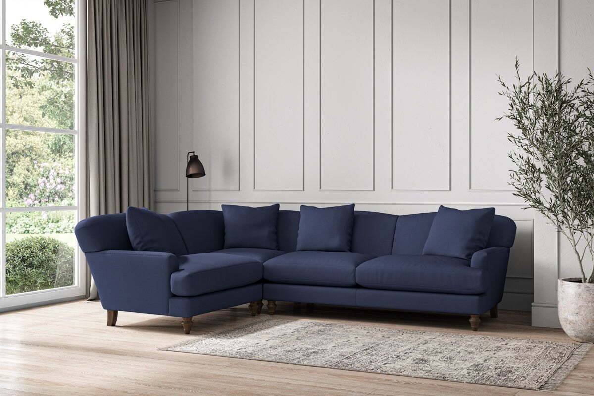 Deni Large Left Hand Corner Sofa - Recycled Cotton Navy - Image 2
