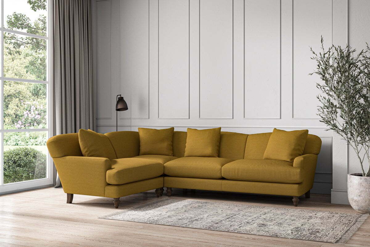 Deni Large Left Hand Corner Sofa - Recycled Cotton Ochre - Image 2