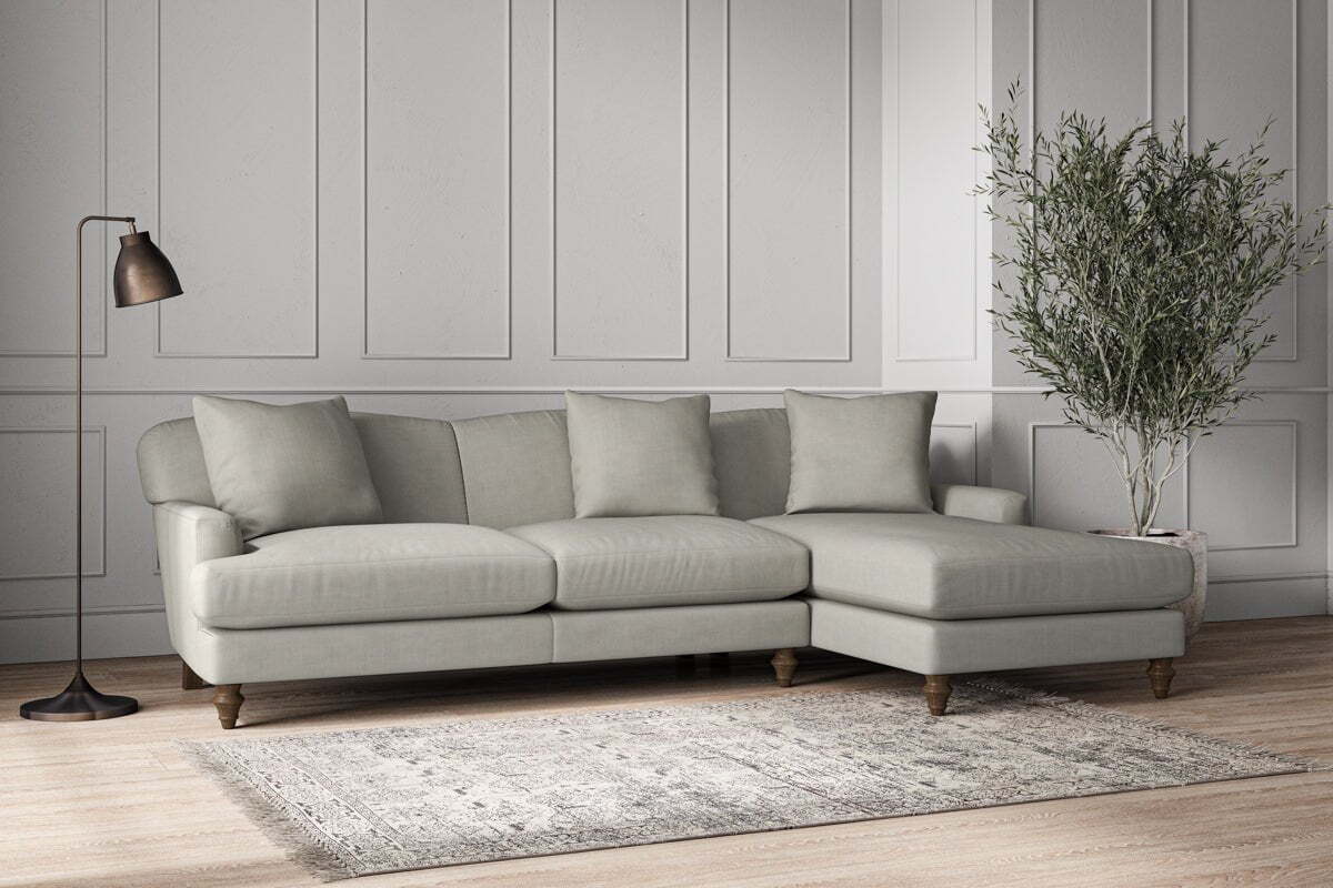 Deni Large Right Hand Chaise Sofa - Brera Linen Smoke - Image 2